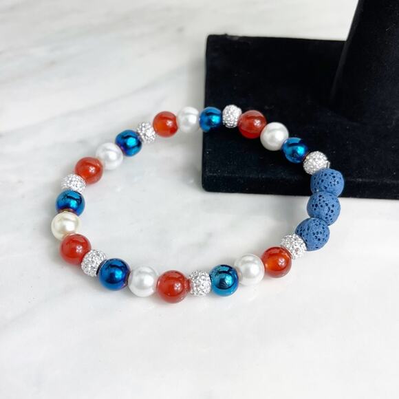 Aromatherapy Lava Stone Handmade Beaded Bracelet - Picture 1 of 6